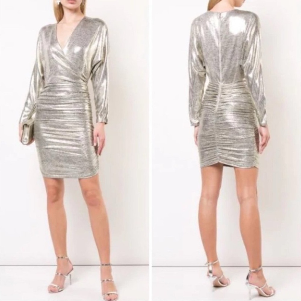 Alice and Olivia Elegant Silver Metallic Dress
